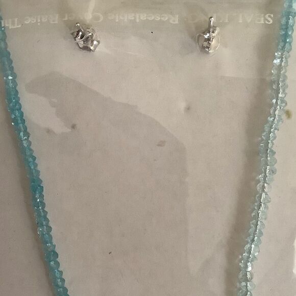 𝅺STERLING SILVER 925 BLUE TOPAZ AMETHYST PERIDOT NECKLACE/EARRINGS SET​​ - Picture 3 of 10